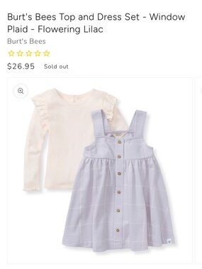 Burt's Bees Lilac Window Plaid Dress & Cream Ruffle-Shoulder Top